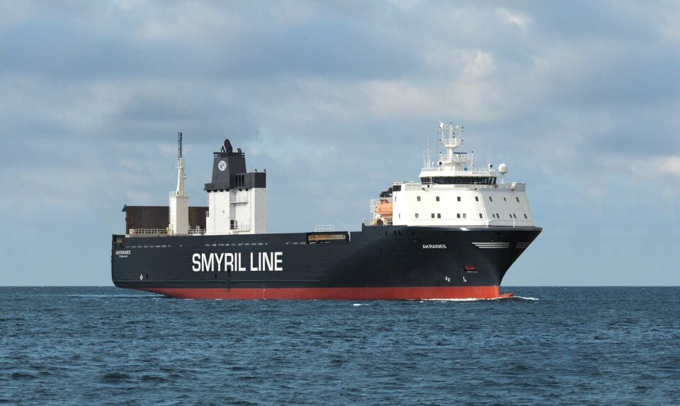 Første direkteseiling med fersk midtnorsk sjømat til Europa skjer med Smyril Line Cargos 138 meter lange godsferge MV Akranes. Fra september starter også North Sea Container Line opp ukentlige seilinger. Foto: Smyril Line Cargo