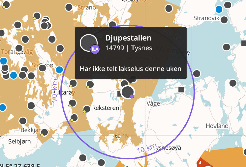 Lokalitet Djupestallen. Skjermdump fra Barentswatch.