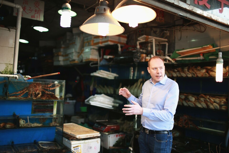 Sigmund Bjørgo på fiskemarked i Kina. Foto: Norges Sjømatråd