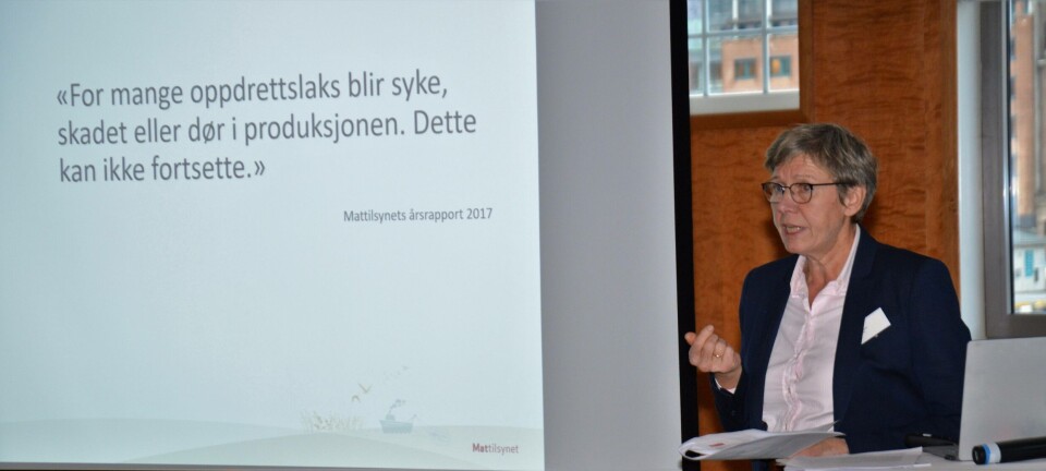 Seniorrådgiver Aud Skrudland fra Mattilsynet mener fartøy som håndterer dødfisk bør ha bedre vaskerutiner, og mener det er mye som kan forbedres her. Foto: Therese Soltveit/Kyst.no.