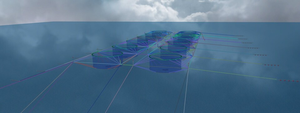 Illustrasjon av en fortøyningsanalyse. Foto: AKVA group.