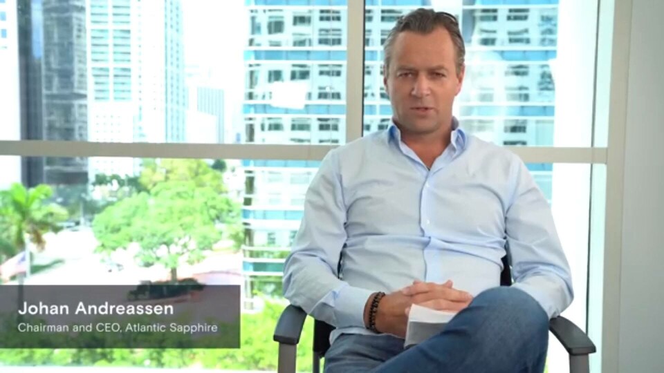Johan Andreassen er styreleder og CEO i Atlantic Sapphire. Johan Andreassen er styreleder og CEO i Atlantic Sapphire.
