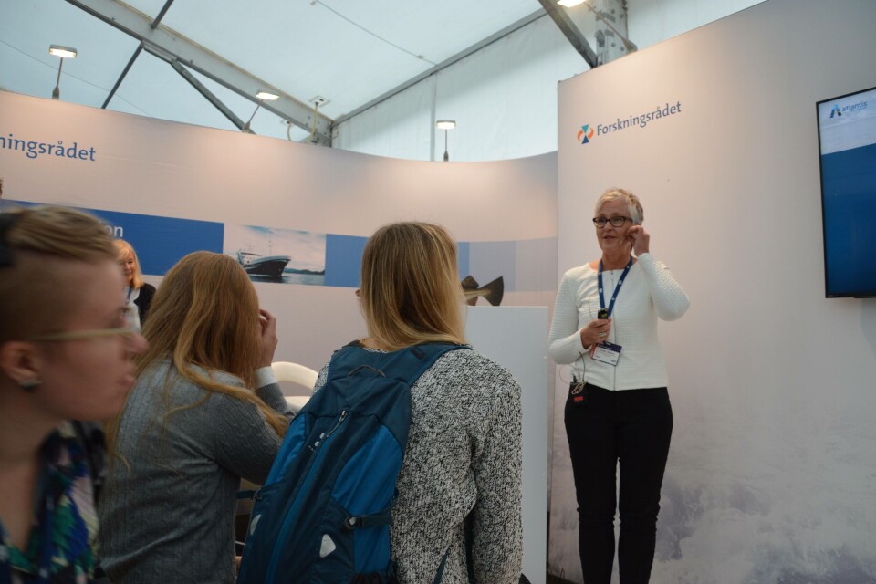 Trude Olafsen, daglig leder i Atlantis Subsea Farming holdt nylig et innlegg om deres arbeid med utviklingskonsesjon konseptet Atlantis, som de ønsker å starte storskala testing på så snart som de får svar på antall konsesjoner de får tildelt. Foto: Therese Soltveit.