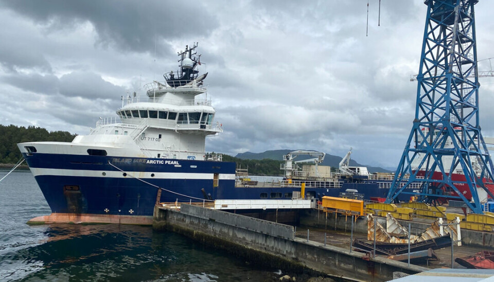 Den tidligere offshorebåten Arctic Pearl ombygges i disse dager ved Fiskarstrand verft i Ålesund, fabrikk og høsteteknologi skal installeres og testes, og det skal ansettes folk både til lands og til vanns. Den tidligere offshorebåten Arctic Pearl ombygges i disse dager ved Fiskarstrand verft i Ålesund, fabrikk og høsteteknologi skal installeres og testes, og det skal ansettes folk både til lands og til vanns.