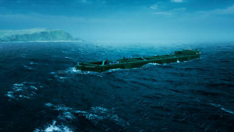 Den første Havfarmen er nå under bygging i Kina og Inge Berg opplever nå at drømmen hans om havfamer skal bli en realitet. Skisse: NSK Ship Design.