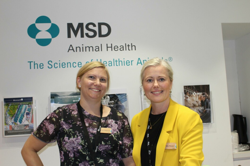 Fra venstre: Tina Søfteland sammen med Hilde Mosand i MSD Animal Health. Foto: MSD