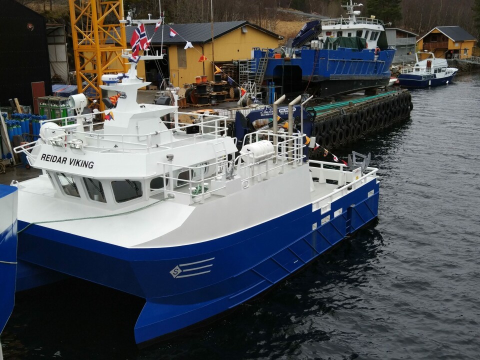 Reidar Viking ble nylig overlevert fra Sletta Verft til Arnøy laks. Lokalitetsbåten er en del av oppdrettsselskapet moderniseringsplan. Foto: Sletta Verft.