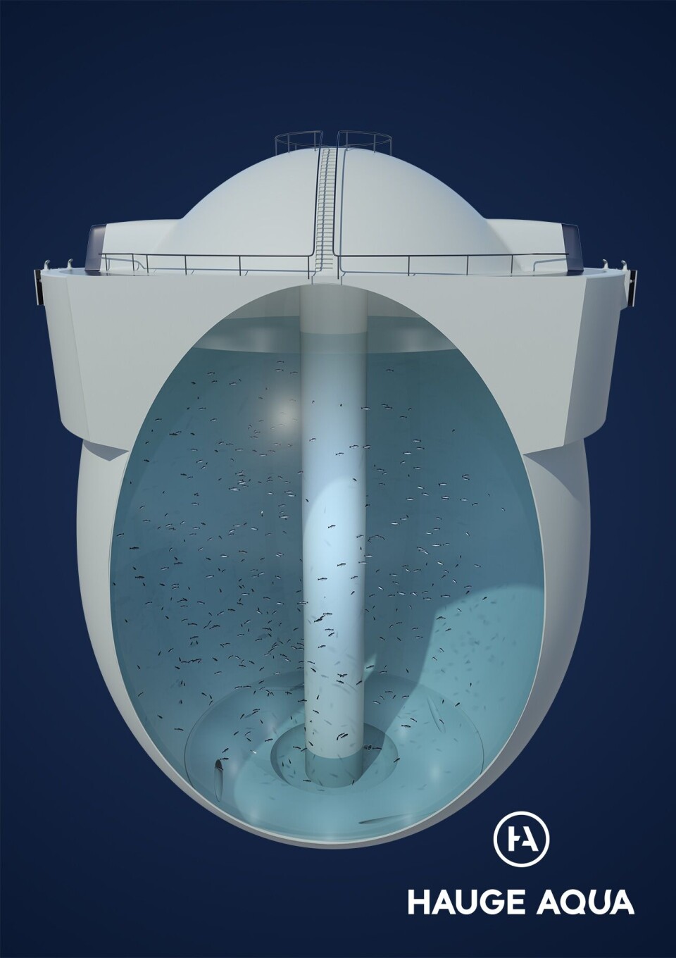 Illustrasjon av 'Egget', slik det vil bli seende ut under vann. Foto: Hauge Aqua/Kreativ Side.