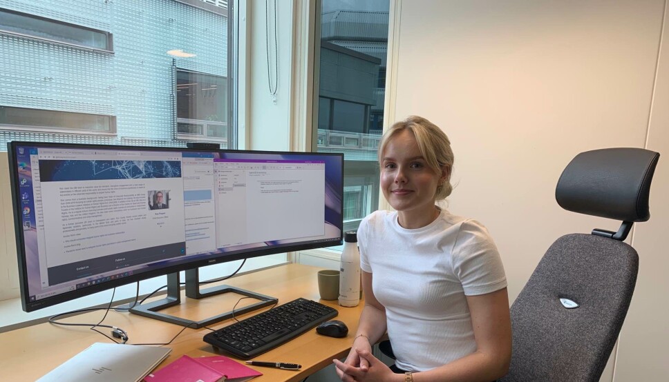 Kontoret til Ranveig Kalvenes hos Salmon Group, der hun håper å kunne utgjøre en forskjell for oppdrettsnæringen.