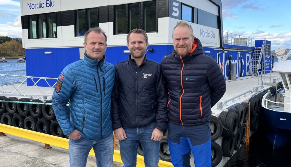 Fra venstre: Ørjan, Jørgen og Geir Wenberg smiler fremfor flåten som snart skal døpes. Fra venstre: Ørjan, Jørgen og Geir Wenberg smiler fremfor flåten som snart skal døpes.