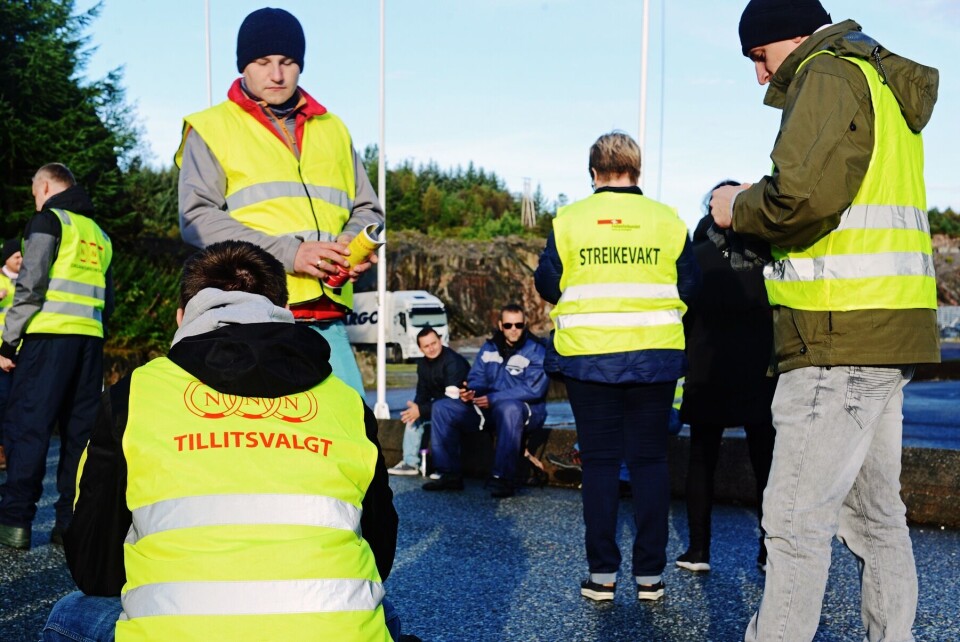 Streikbryteri hos Norse Production. Foto: Nærings- og Nytelsesmiddelarbeiderforbund.