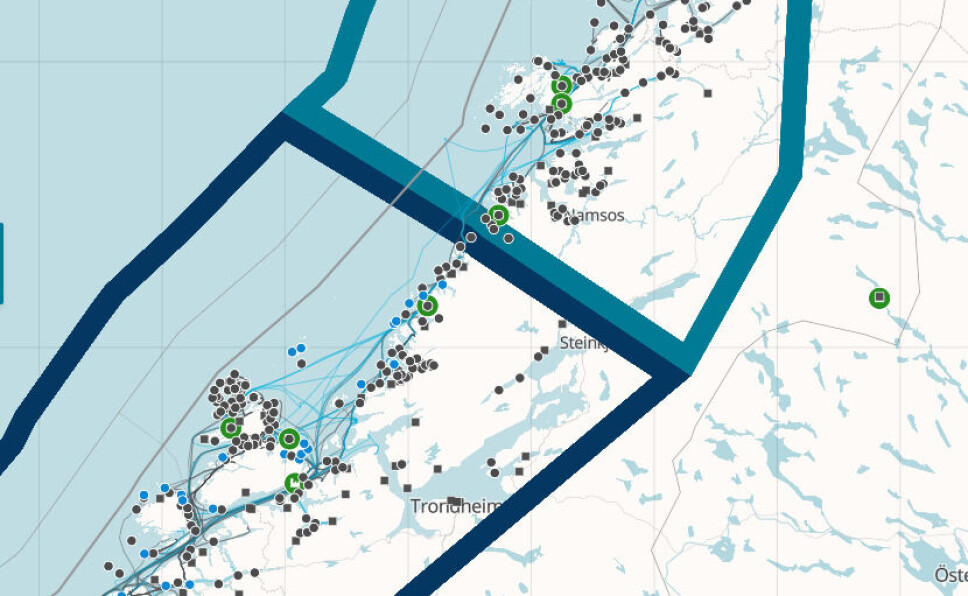 Nord for Buholmråsa fyr i Trøndelag er det nå PD-fritt (lys blå markering). Områdene sør for dette er en del av den nasjonale overvåkingssonen for PD.