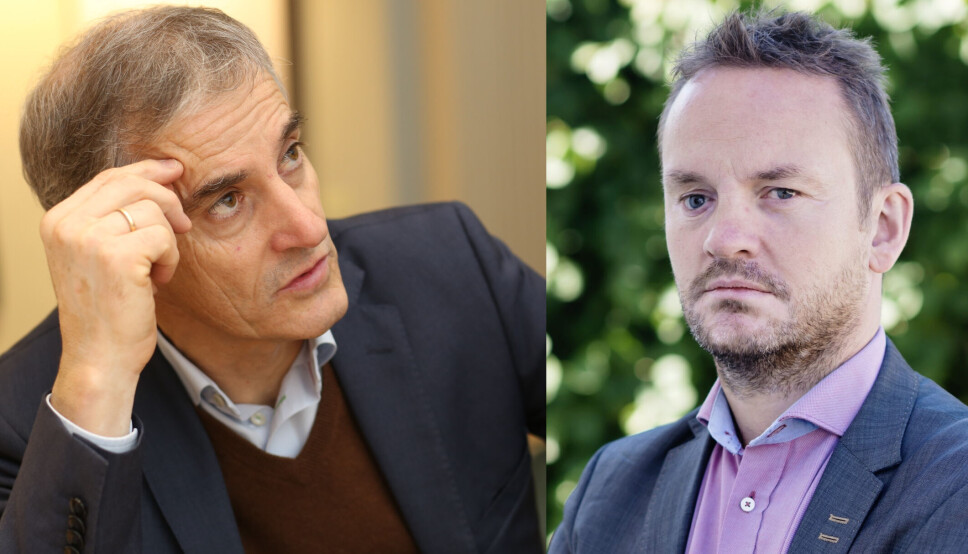 Statsminister Jonas Gahr Støre og Geir Ove Ystmark i Sjømat Norge.