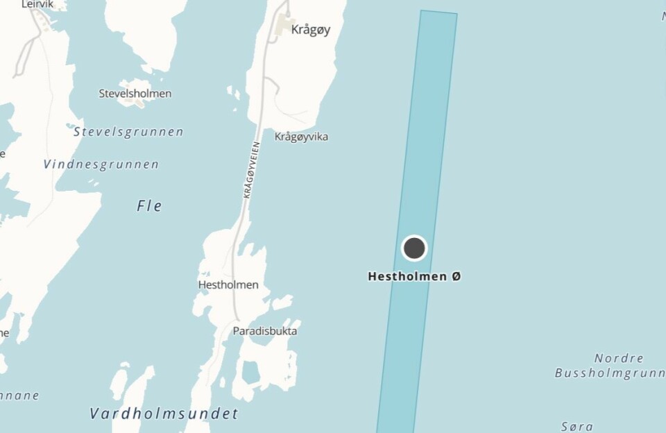 Barentswatch kart over lokalitet Hestholmen der Grieg Seafood mistenker de har fått ILA i en av merdene.