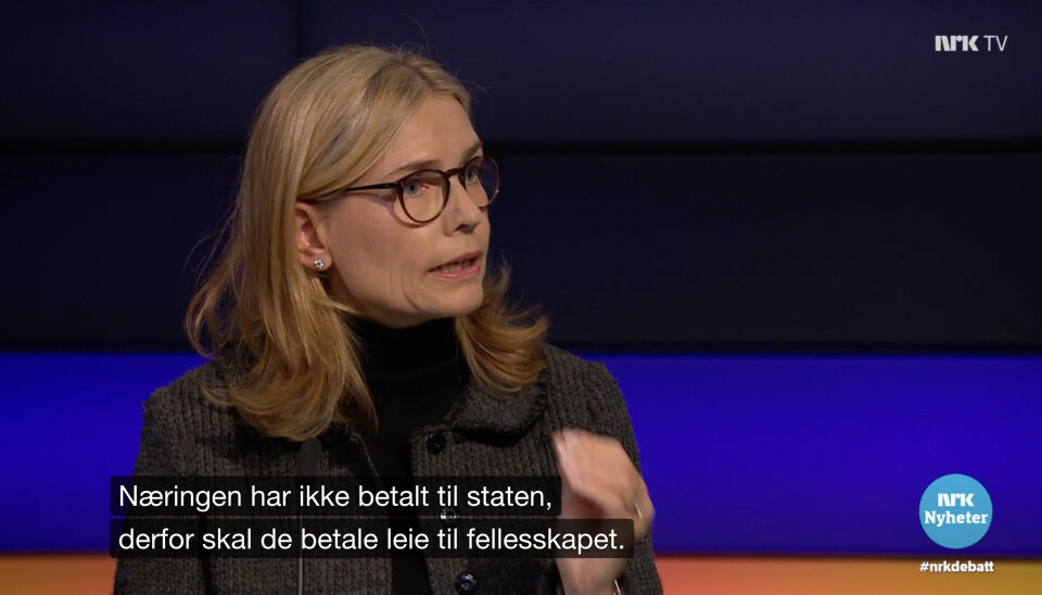 Økonomiprofessor Karen Helene Ulltveit-Moe under Debatten på Nrk. Økonomiprofessor Karen Helene Ulltveit-Moe under Debatten på Nrk.
