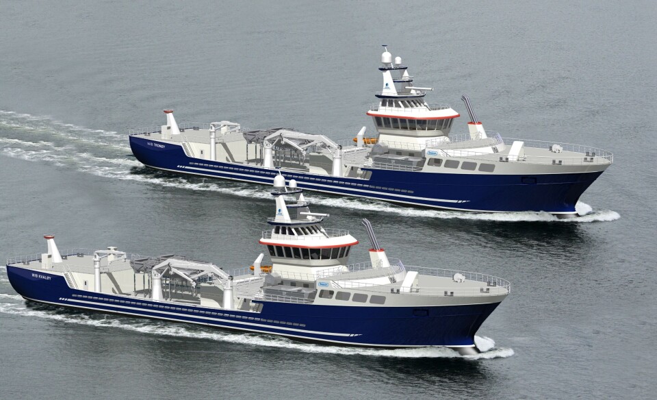 DESS Aquaculture Shipping AS (DAS) for overlevert to brønnbåter med en kapasitet mpå seks millioner liter ferskvann i døgnet. Illiustrasjon: SEACON AS.