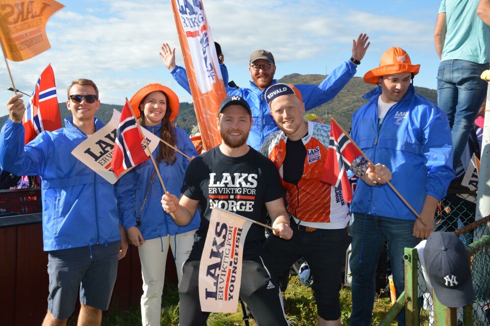 YoungFish-organisasjonen var en av de som representerte havbruksnæringen i 'laksebakken' i fjor under Sykkel-VM i Bergen. Foto: Therese Soltveit.