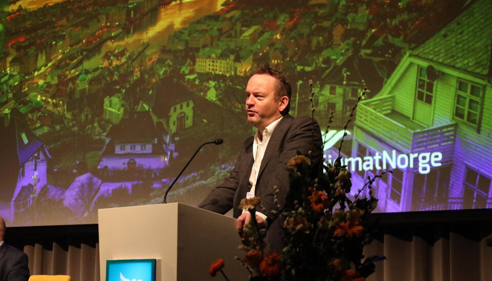 Geir Ove Ystmark under Sjømat Norge sin årskonferanse i Bergen. Geir Ove Ystmark under Sjømat Norge sin årskonferanse i Bergen.