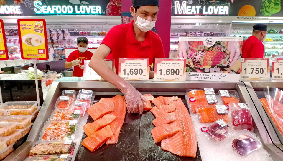 Thammachart Seafood har ansvaret for ferskfiskdiskene i de fleste større supermarkedkjedene i Thailand. Her fra en butikk i kjeden Tops.