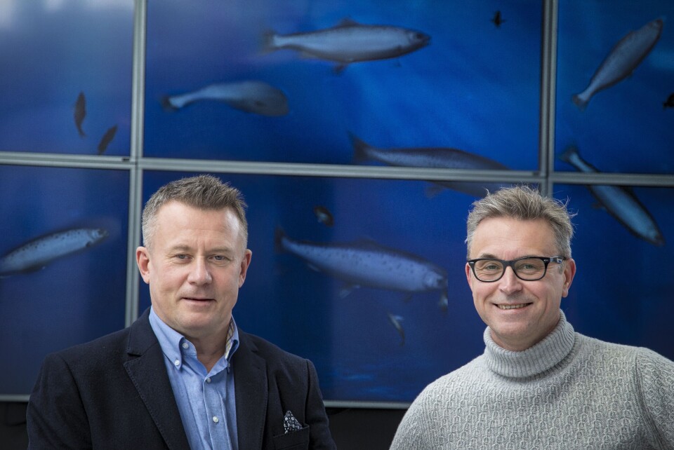 Svenn Are Jensen, NCE Aquaculture (tv) og Odd Emil Ingebrigtsen, Daglig leder i Bodøregionens utviklingsselskap. Foto: Designia.
