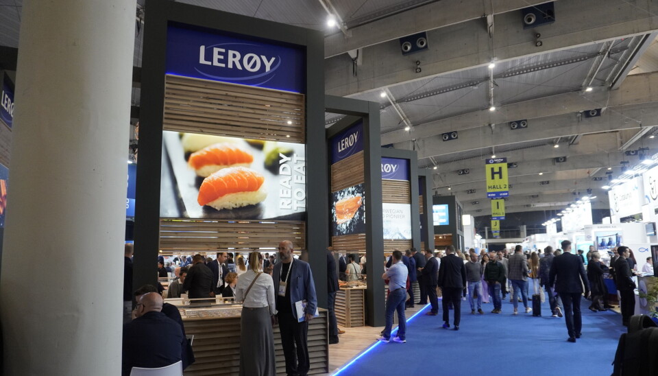 Lerøy på plass under Seafood Expo Global i Barcelona.