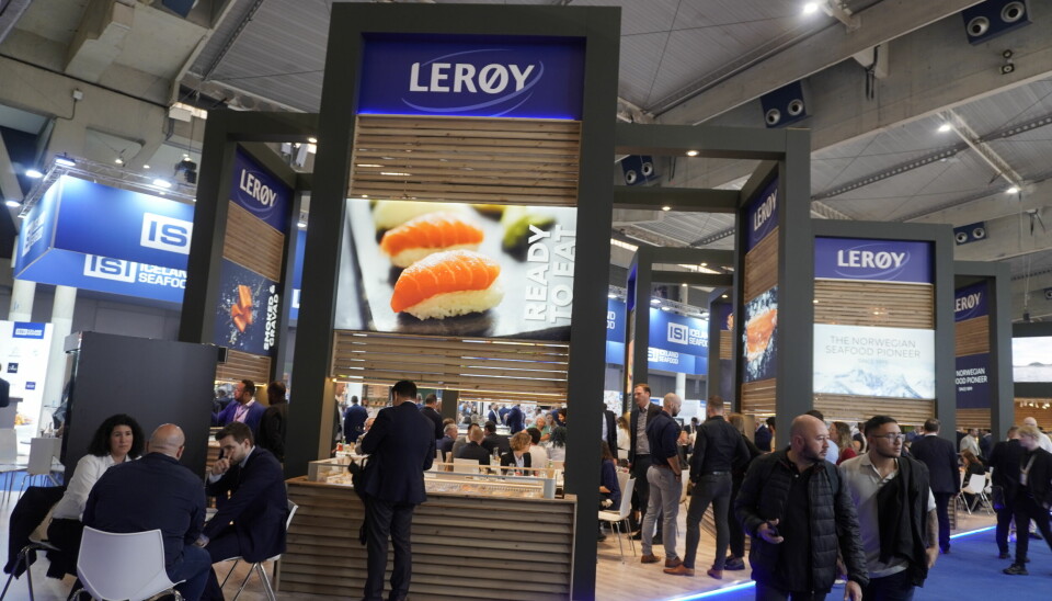 Lerøy på plass under Seafood Expo Global i Barcelona.