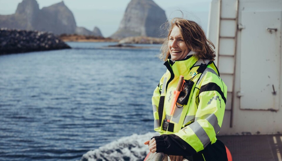 Aino Olaisen, styreleder i Nova Sea. Tatt på øya Lovund.