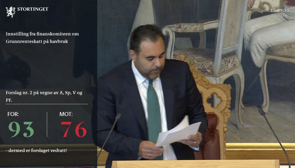 Lakseskatten ble vedtatt onsdag i Stortinget. Lakseskatten ble vedtatt onsdag i Stortinget.