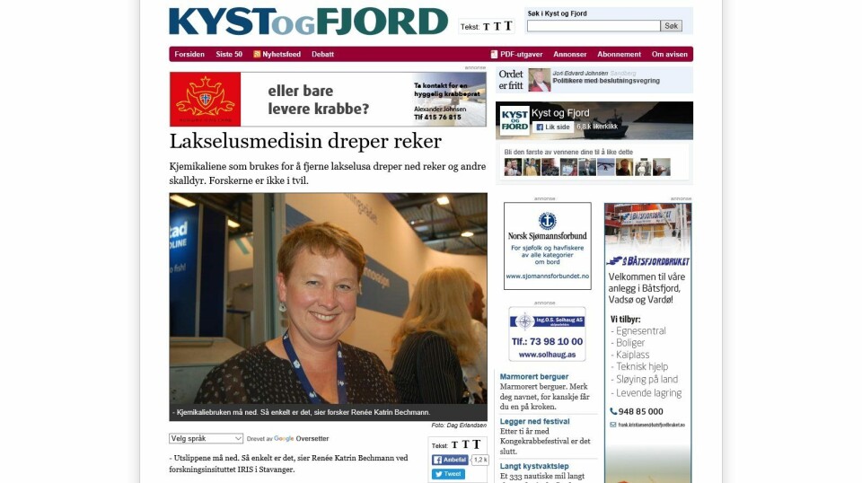 Faksimile fra Kyst og Fjord 24. august 2016.
