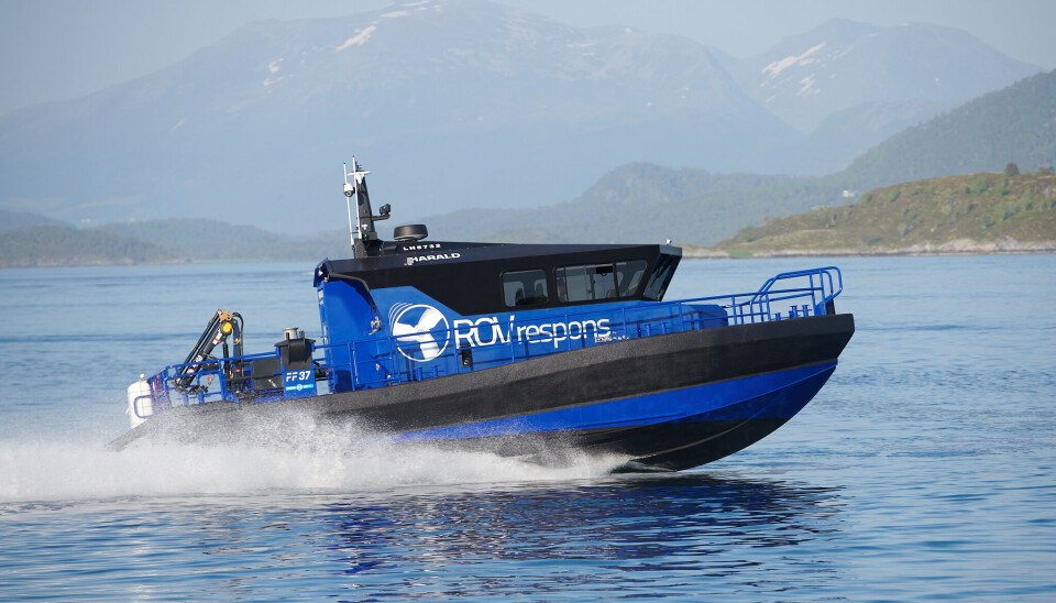 Dette er den nye båten laget for ROV Respons av Hukkelberg Boats.