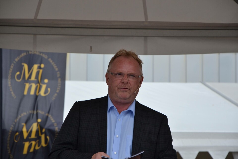 Fiskeriminister Per Sandberg under åpningen av årets matfestival i Bergen. Foto: Katarina Berthelsen.