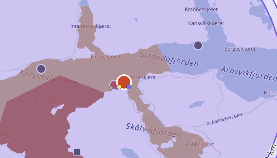 De berørte lokalitetene.