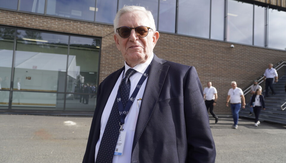 Erik Hempel, rådgiver i stiftelsen Nor-Fishing, er strålende fornøyd med antall besøkende under første dag av Aqua Nor.