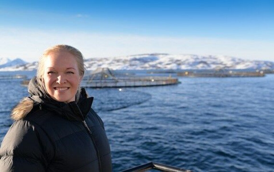 Regionsjef, Marit Bærøe, i Sjømat Norge ser store muligheter ved å bli partner med Finnmarksløpet. Foto: Sjømat Norge.