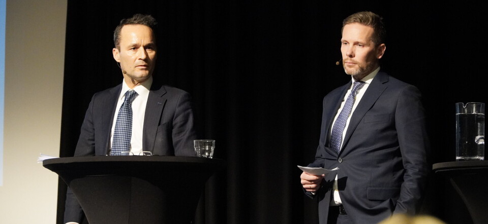 Grunde Bruland og Martin H. Bryde, Wikborg Rein, under AquaNext 2023.
