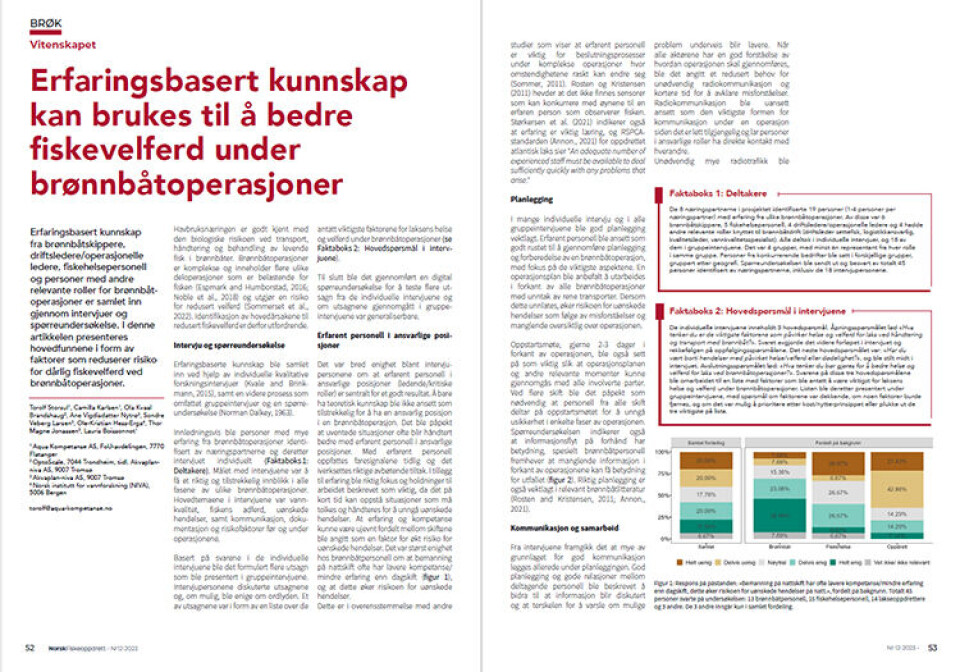 I siste nummer av Norsk Fiskeoppdrett kan man også lese en fagartikkel om BRØK-prosjektet - last den ned her