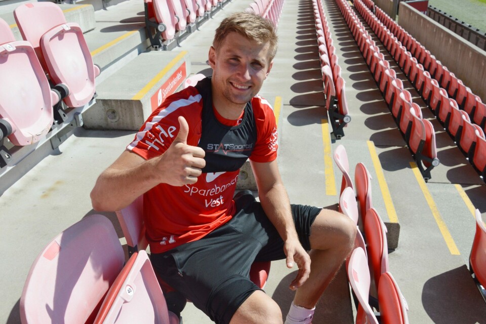 Toppscorer i Brann, Steffen Lie Skålevik etter siste treningsøkt før 16 mai. Foto: Ole Andreas Drønen