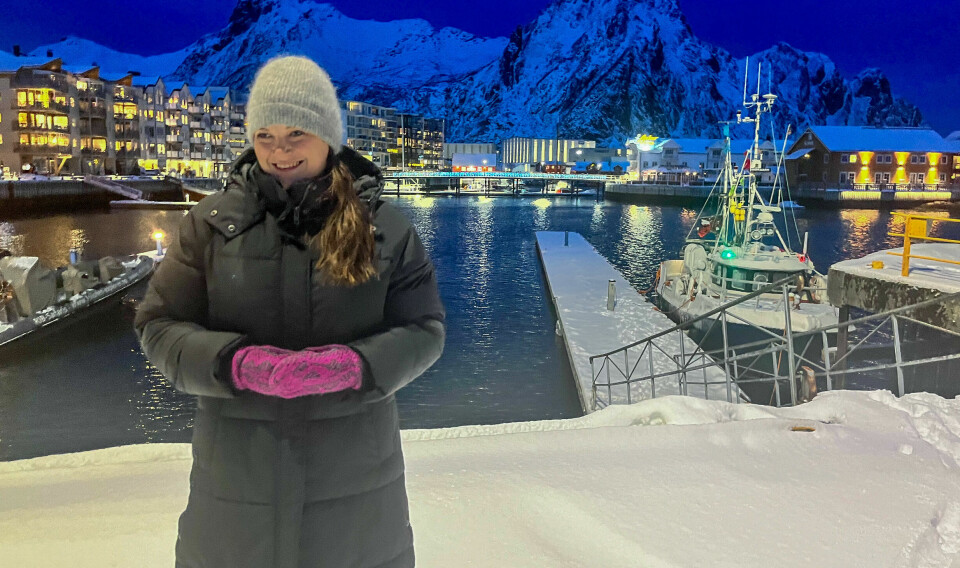 Fiskeri- og havminister Cecilie Myrseth i Svolvær.