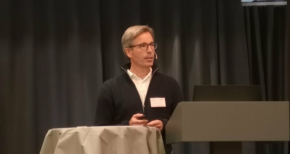 Ole Kristian Hess-Erga snakket på Sats Marint om kveiteproduksjonen til Sogn Aqua og markedssituasjonen for arten. Foto: Ole Andreas Drønen/Kyst.no.