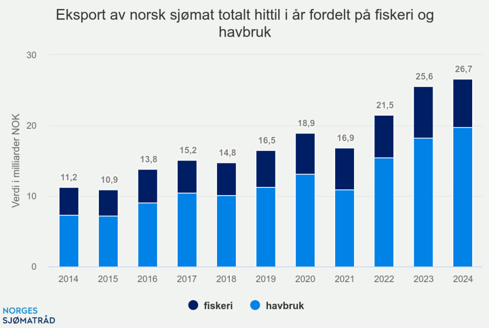 Oppdrettstorsk sto for 12 prosent av eksporten av fersk torsk