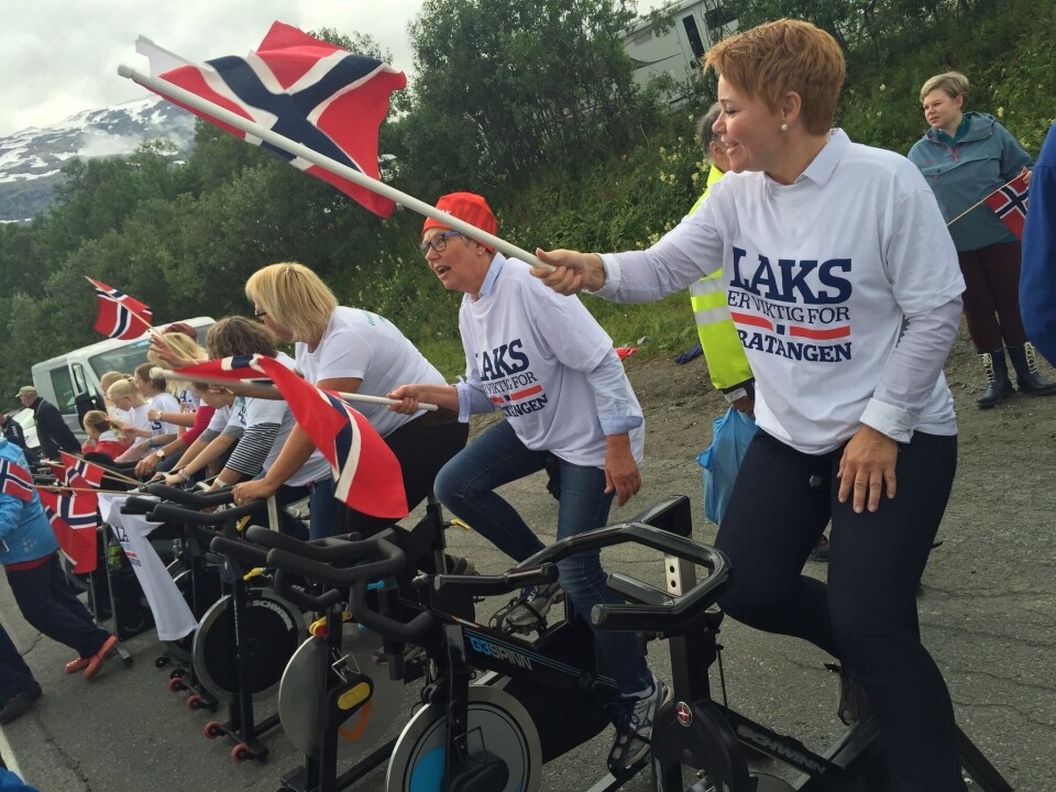 Litt sprell fra #LaksErViktig gjengen under fjorårets Arctic Race. Foto: Andreas Ingebrigtsen/Norges Sjømatråd.