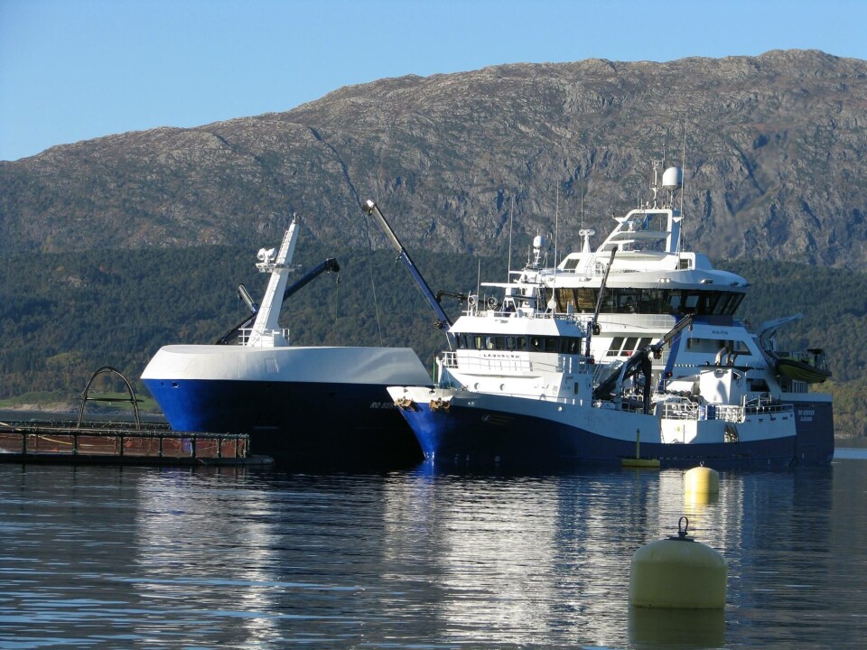 Ro Server utfører her avlusing og sortering hos Flokenes Fiskefarm AS på lokaliteten Skorva. Foto: Flokenes Fiskefarm AS.