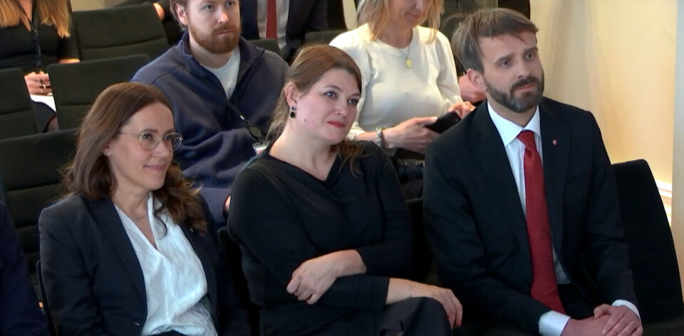 Her er de nye statsrådene. Fra venstre: Fiskeri- og havminister Marianne Sivertsen Næss, næringsminister Cecilie Myrseth og helseminister Jan Christian Vestre.