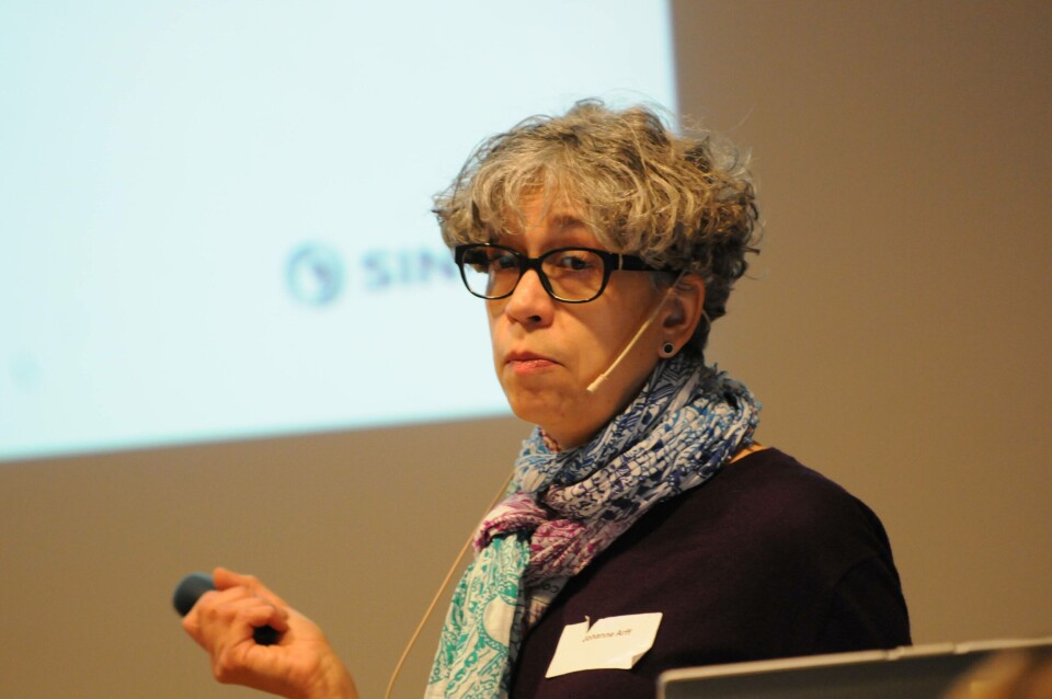 Forsker Johanne Arff under lusebehandlingsseminar 2016. Foto: Pål Mugaas Jensen. Forsker Johanne Arff under lusebehandlingsseminar 2016. Foto: Pål Mugaas Jensen.
