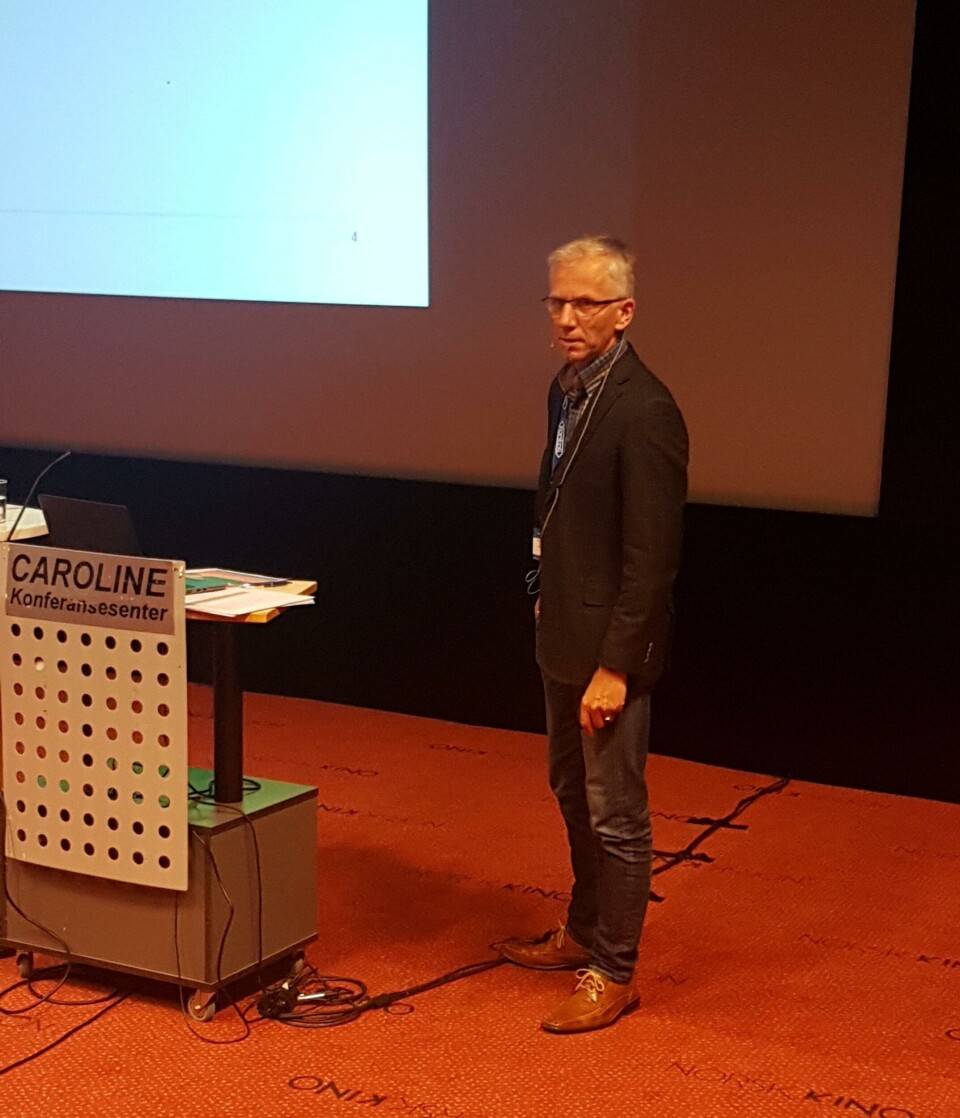 Odd Gunnar Sørøy fra Marine Harvest under Produktivitetskonferansen 2017. Odd Gunnar Sørøy fra Marine Harvest under Produktivitetskonferansen 2017.
