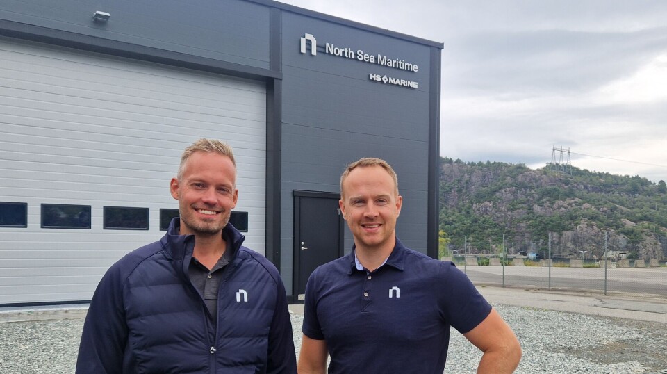 Espen Jacobsen F.v. er ny daglig leder i North Sea Maritime. Grunnlegger og tidligere daglig leder Simen Sletten er glad for å få Jacobsen med på laget.