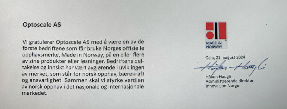 OptoScale er «Made in Norway»