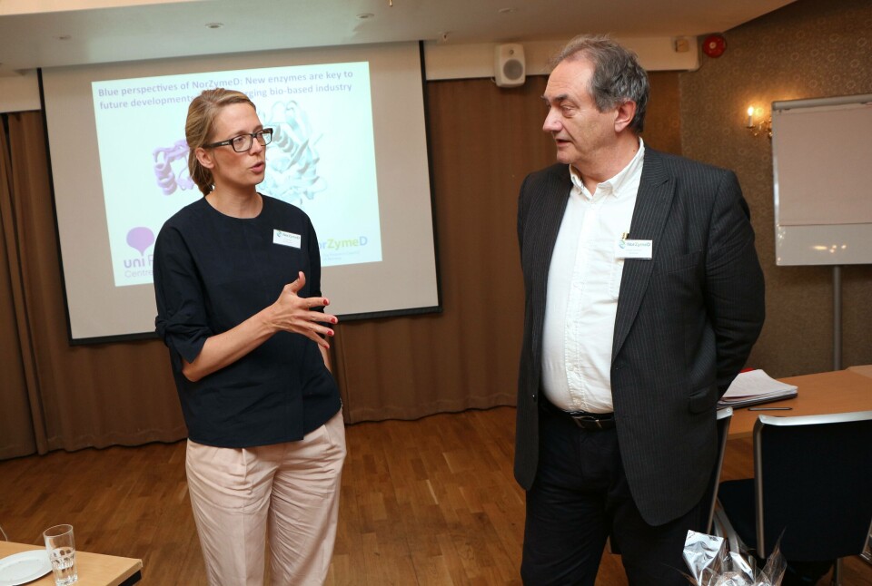 Gro Bjerga i Uni Research og Kjartan Sandnes, en av gründerne av Biomega. Foto: Andreas R. Graven.