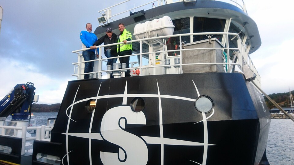 Frå då reiarane henta nyebåten 'SAS Orion'frå FMV, Foto: Servicebåt. Frå då reiarane henta nyebåten 'SAS Orion'frå FMV, Foto: Servicebåt.