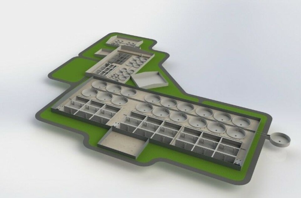 3D-Model av innendørs lakseanlegg i Newfoundland, Canada. Foto: PRNewsFoto/Aqua Maof Group. 3D-Model av innendørs lakseanlegg i Newfoundland, Canada. Foto: PRNewsFoto/Aqua Maof Group.